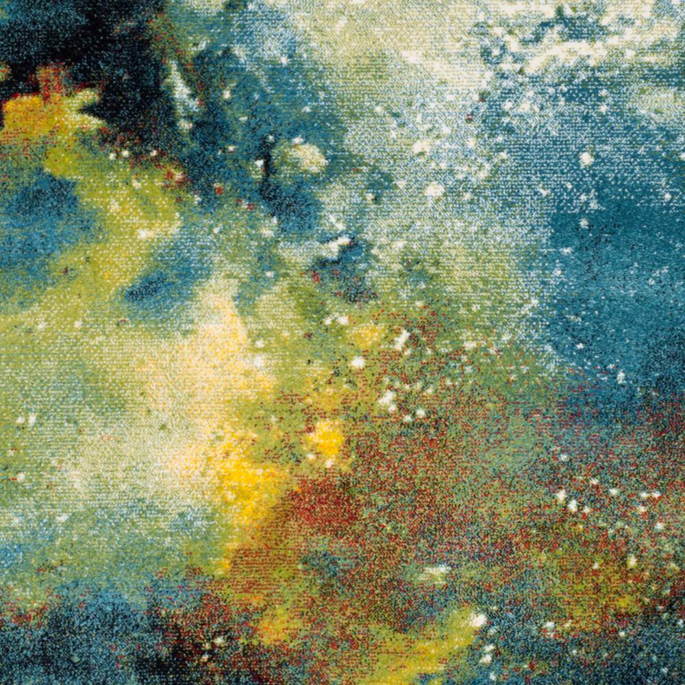 Galaxy Blue and Multicolor Abstract Power Loomed Area Rug