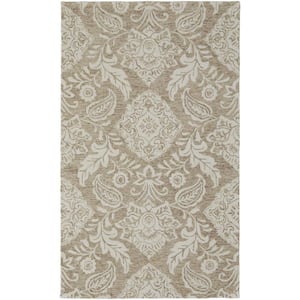 Tan and Ivory 2 ft. x 3 ft. Paisley Area Rug