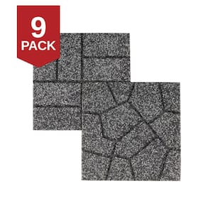 16 in. x 16 in. x ¾ in. Black/Gray Blended Dual-Sided Rubber Paver (9-Pack)