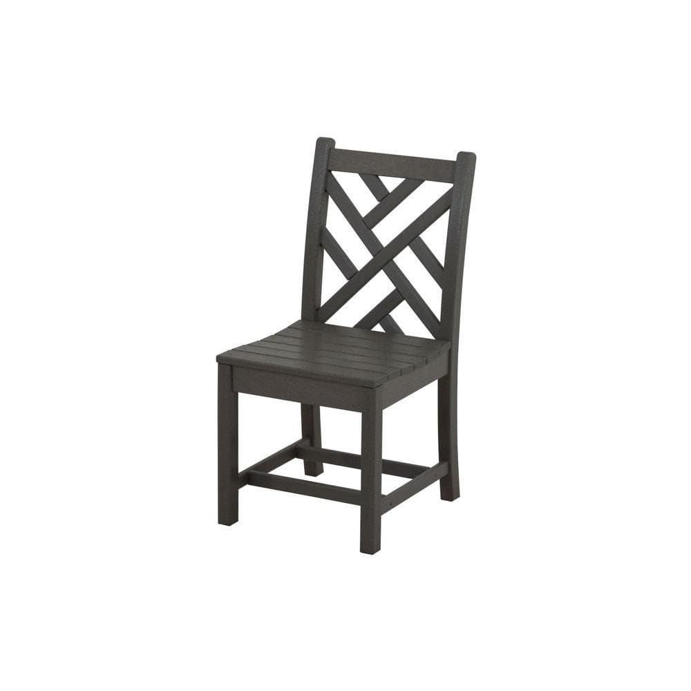 POLYWOOD Chippendale Slate Grey All-Weather Plastic Outdoor Dining Side Chair -  CDD100GY