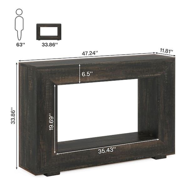Turrella 47 in. Black Rectangle MDF Console Table Entryway Table with Storage Space