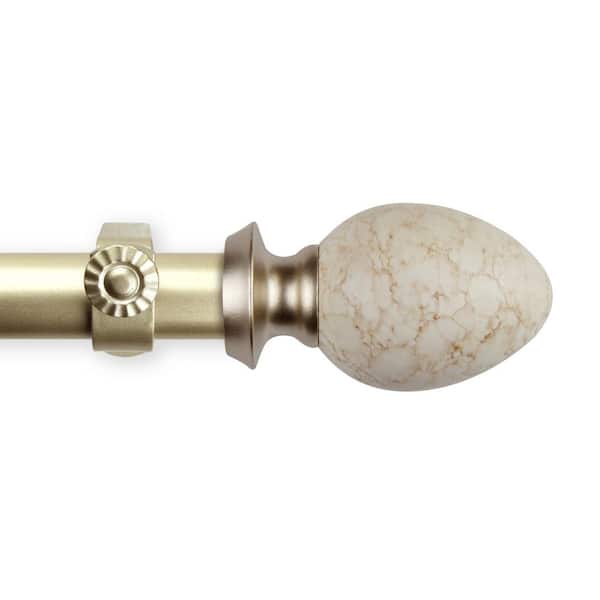 EMOH 120 in. - 170 in. Adjustable Single Curtain Rod 1 in. Dia in Gold with Danyon Finials