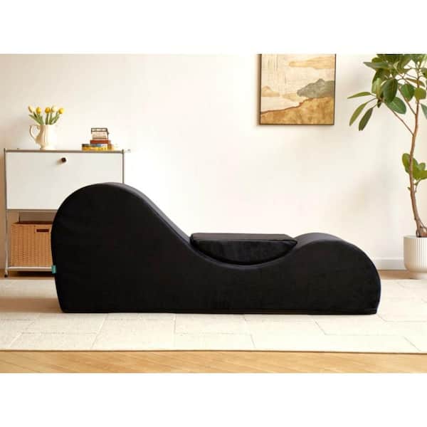 US Pride Furniture Ergon Yoga-For High Density Polyurethane Polyester Foam Chaise Lounge in Black
