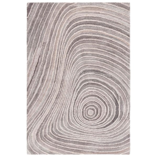 SAFAVIEH Abstract Gray/Ivory 5 ft. x 8 ft. Abstract Concentric Area Rug