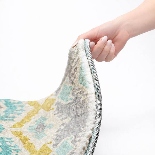 Dream Shag Premium Machine Washable Abstract ADS108 Aqua 5 ft. x 7 ft. 6 in. Area Rug