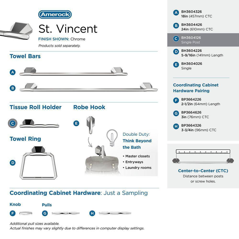 St. Vincent Chrome Single Post Toilet Paper Holder