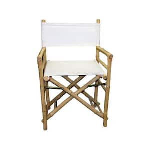 19 in. L 23 in. W 35 in. H Bamboo Director Chairs, White Canvas (Set of 2)