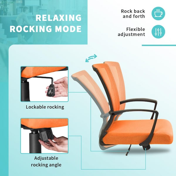 LACOO Office Orange Mid Back Swivel Lumbar Support Desk,Computer
