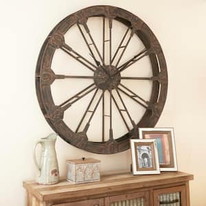 Brown Metal Wheel Analog Wall Clock