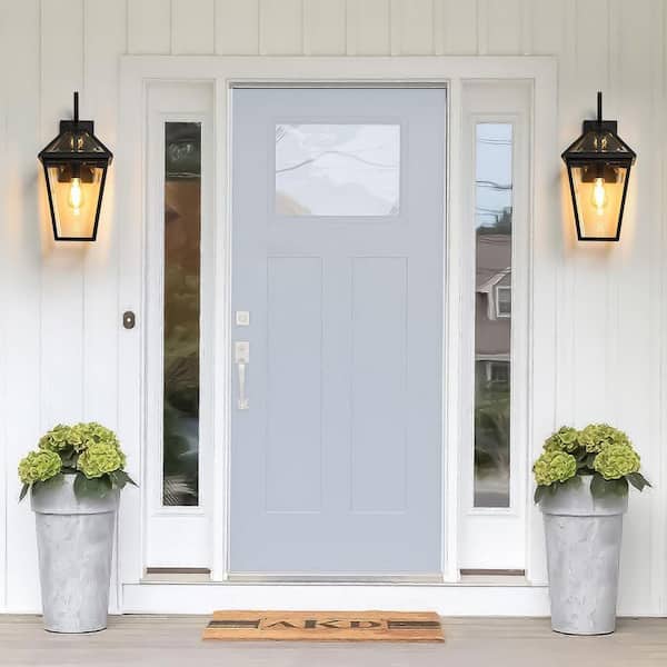 Black 1-Light Outdoor Hardwired Wall Lantern Sconce Outdoor Porch