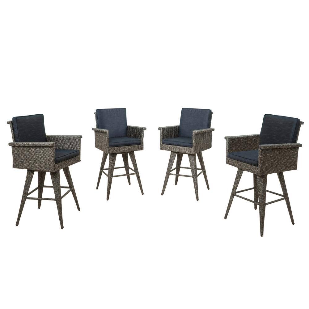 Puerta Stackable Plastic Patio Outdoor Bar Stool with Dark Grey Cushion (4-Pack) price history on PriceWatchPro