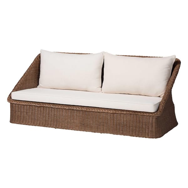 Derris 77.6 in. Slope Arm Fabric Straight Rectangle Sofa in Peanut Brown Rattan