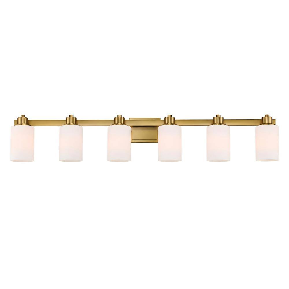 50 in. 6-Light Gold Bathroom Vanity Light Fixture with Frosted Glass Shades price history on PriceWatchPro
