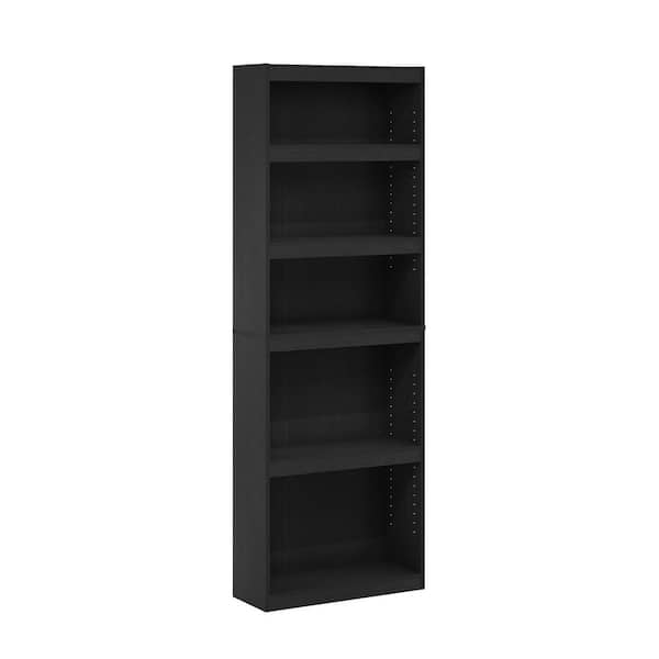 Furinno 24.5 in. Wide Jaya Blackwood Enhanced Home 5-Shelf Standard Bookcase