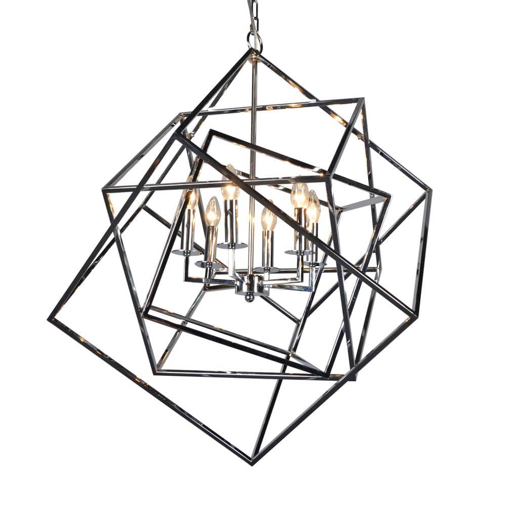 6-Light Chrome Candle Chandelier with no Bulbs Included