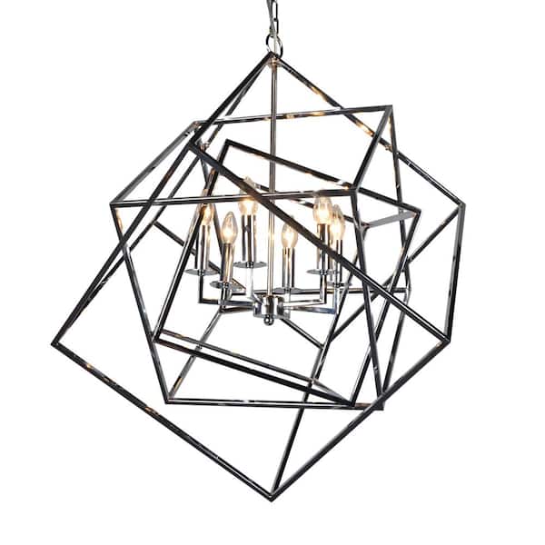 Unbranded 6-Light Chrome Candle Chandelier with no Bulbs Included
