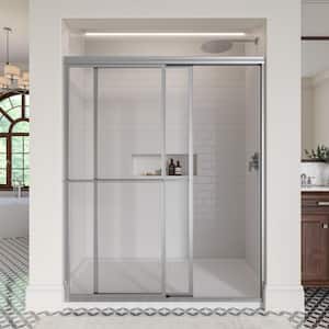 Delxue 59 in. x 71-1/2 in. Framed Sliding Shower Door in Silver with Handle