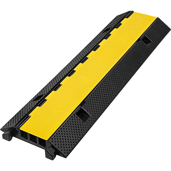 BIBIVIS 3.375 ft. x 12 in. 1 Pack 3-Channel Cable Protector Ramp, Heavy Duty 44000 lbs. Capacity Cable Wire Cord Cover Conduit