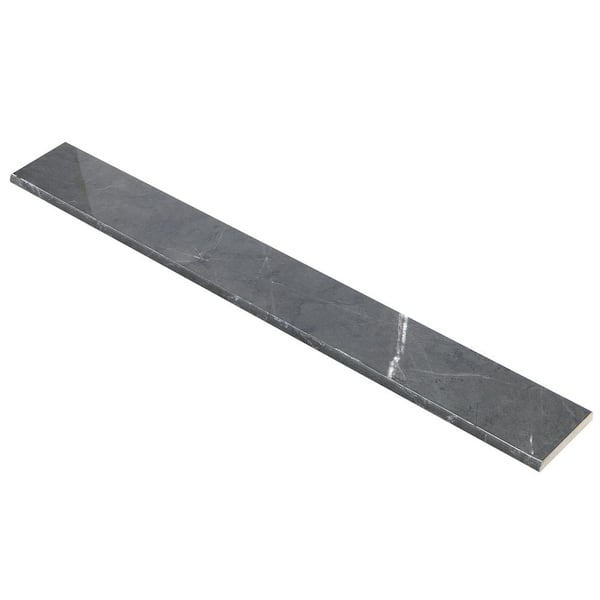 Marmo Dark Gray 3 in. x 24 in. Polished Porcelain Bullnose Tile