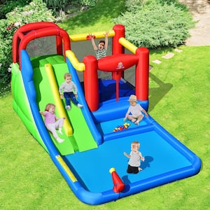 205 in. x 150 in. x 94.5 in. Inflatable Water Slide Kids Jumping Bounce Castle with Ocean Balls Blower Excluded