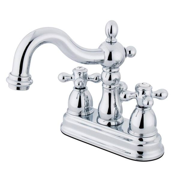 Kingston Brass Victorian Cross 4 in. Centerset 2-Handle Bathroom Faucet in Chrome