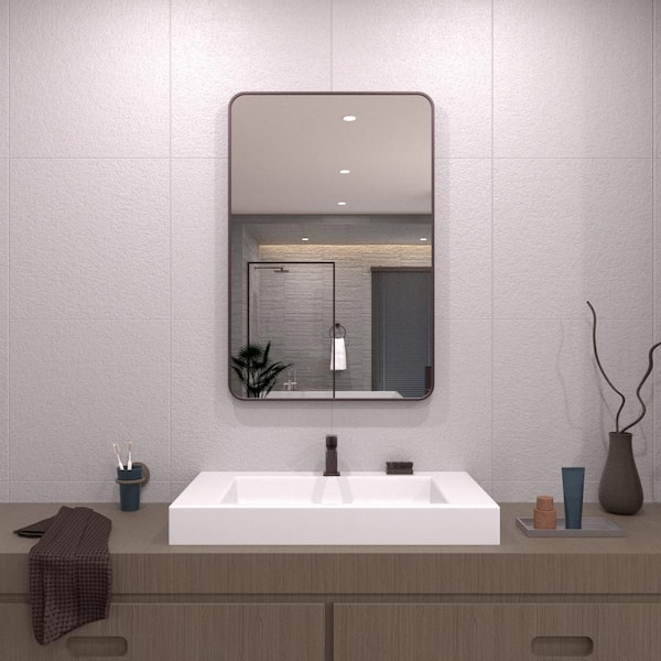 TaiMei 24 in. W x 36 in. H Rectangular Framed Wall Bathroom Vanity Mirror in Oil Rubbed Bronze