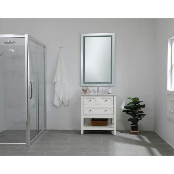 Unbranded 48in H x 32in W Rectangle Silver LED Mirror