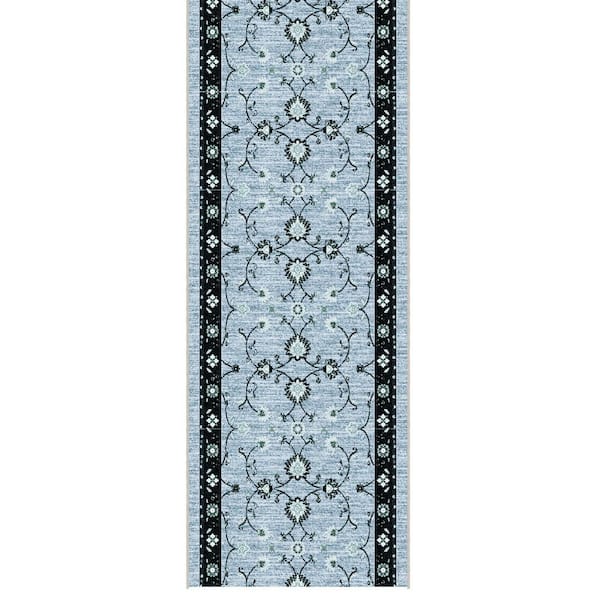 Ascend Blue  Non-Slip Rubberback Mahal 3 ft.x  50 ft. Indoor Custom Cut Extra Long Runner Rug