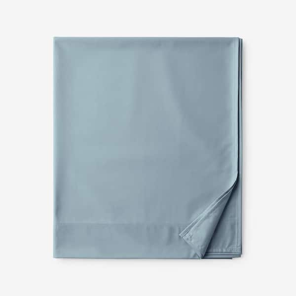 The Company Store Company Cotton Wrinkle-Free Blue Shale Sateen King/Cal King Flat Sheet