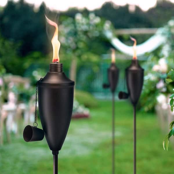 OGETFUUR 6-Pack Black Garden Torches for Outside, 22 oz. Metal