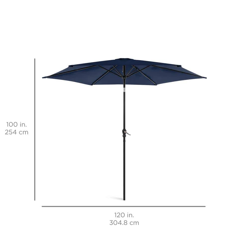 Navy Blue 10ft Steel Market Patio Umbrella with Crank and Tilt