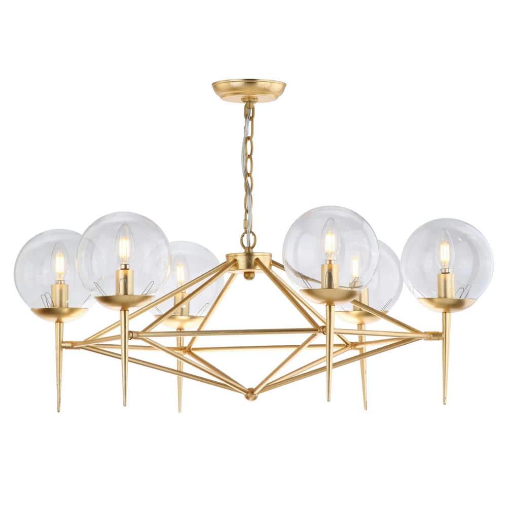 Gold Modern Glam Chandelier with Glass Shades