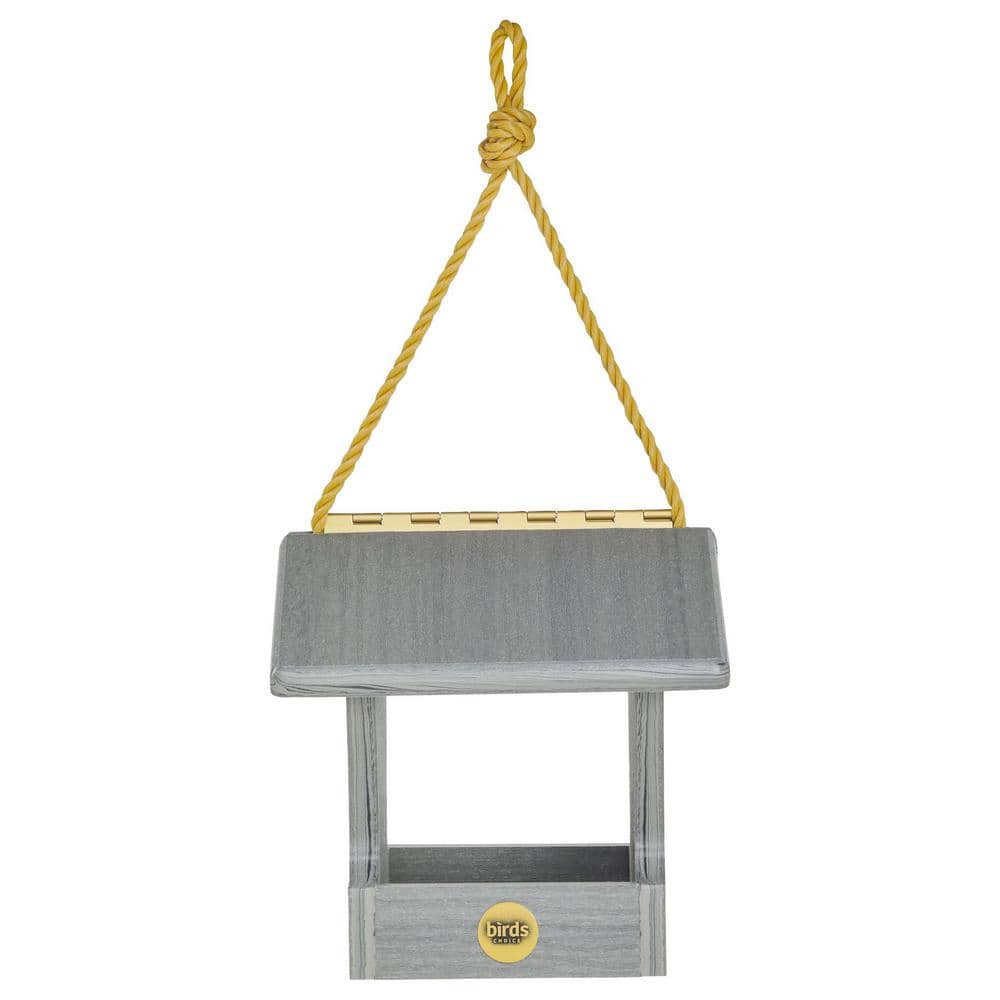 Small Driftwood Gray Hanging Plastic Hopper Bird Feeder