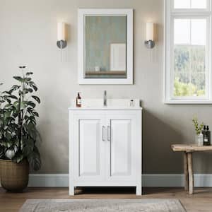 Daria 30 in. W x 22 in. D Single Vanity in White with Cultured Marble Vanity Top in White with Basin and Mirror