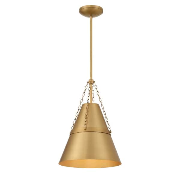 Minka Lavery Springfield 100-Watt 1-Light Legacy Brass Cone Pendant Light with a Metal Shade, No Bulb Included
