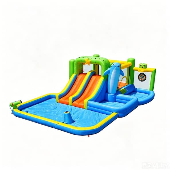 Multicolor 9 in1 Inflatable Slide Water Park Trampoline Bouncing House