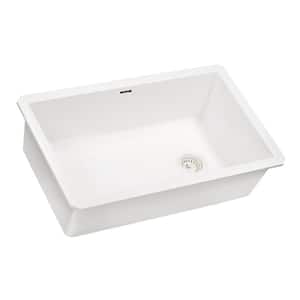 32 in. Single Bowl Undermount Granite Composite Kitchen Sink in Arctic White