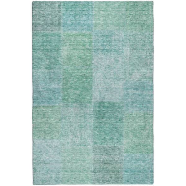 Dream Shag Premium Machine Washable Abstract ADS664 Teal 5 ft. x 7 ft. 6 in. Area Rug