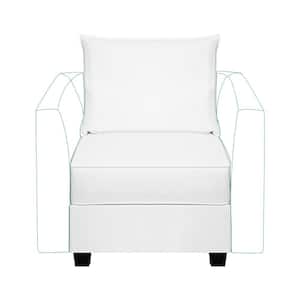 25.03 in. W Contemporary Faux Leather Middle Module for Sectional Sofa Couch Accent Armless Chair in Bright White