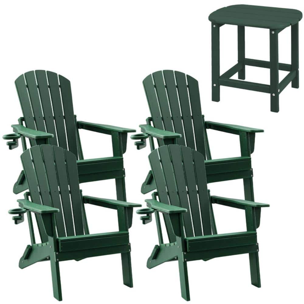 5-Piece HDPE Folding Adirondack Chairs with Side Table, with Cup Holder Ideal for Fire Pit, Deck, Patio, Pool price history on PriceWatchPro