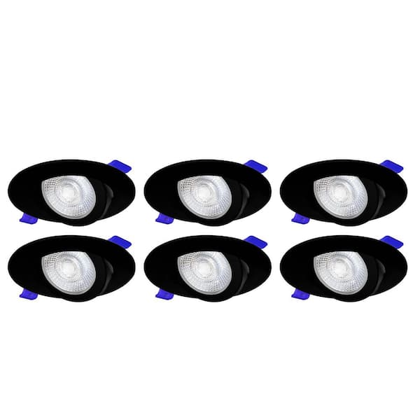 Nadair 4 in. Canless 3000K Gimbal New Construction IC Rated Ultra Slim Integrated LED Recessed Light Kit Black 6