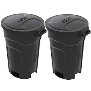 32 Gal. Black Outdoor Vented Trash Can with Domed Lid, Rounded Handles, and Reinforced Foothold (2-Pack)