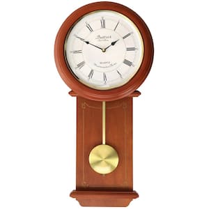 Olivia 24.5 in. Cherry Wood Chiming Pendulum Wall Clock