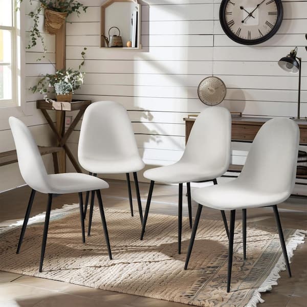 Chaqe Fabb Beige Fabric Upholstered Modern Accent Chair Set of 4-Ideal For Residential And Commercial Spaces