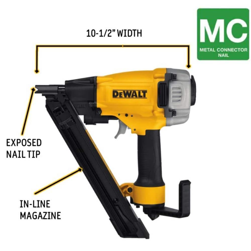DEWALT Yellow and Black 1.5 Inch Pneumatic Metal Connector Nailer