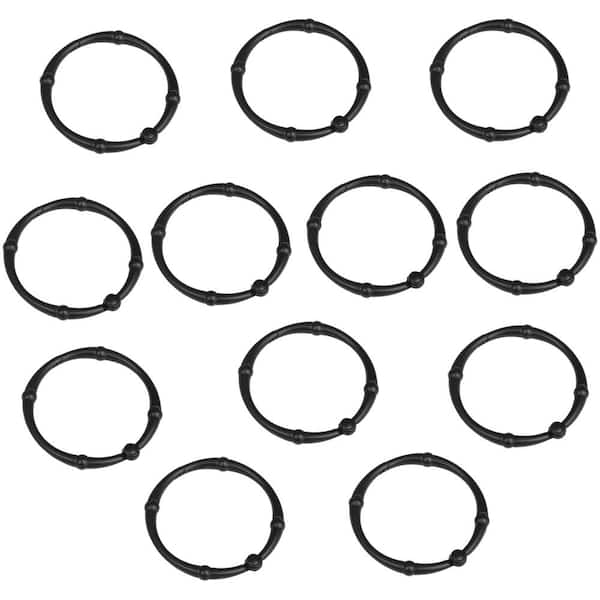 Utopia Alley HK4BK Victoria Never Rust Rustproof Zinc Shower Curtain Rings for Bathroom Shower Rods Curtains, Black - Set of 12