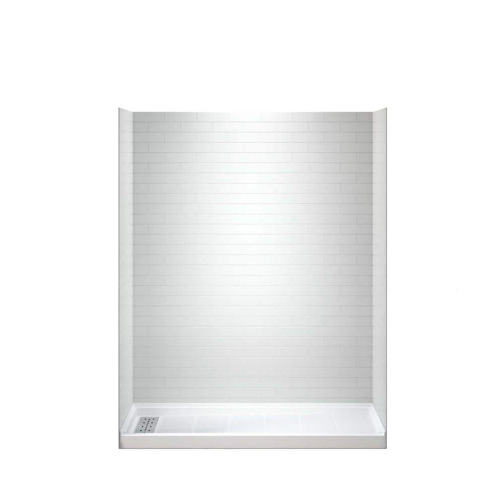 60'' White and Nickel Rectangular Alcove Shower Kit