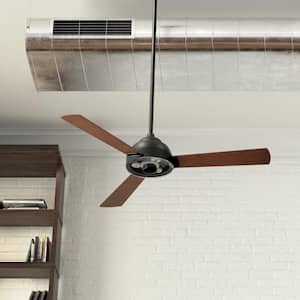 Pinion 60 in. Indoor Distressed Black Downrod Mount Ceiling Fan with Wall Control Included for Bedrooms or Living Rooms