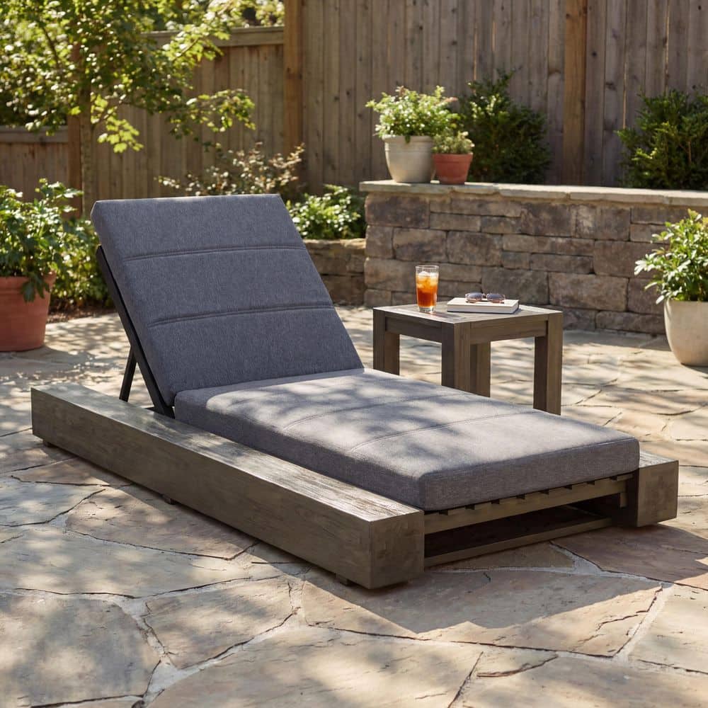 Vartan Gray Solid Wood Outdoor Chaise Lounge with Gray Cushions price history on PriceWatchPro
