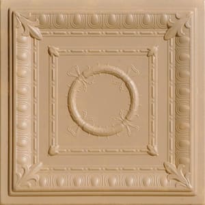 Romanesque Lenox Tan 1.6 ft. x 1.6 ft. Decorative Foam Glue Up Ceiling Tile (21.6 sq. ft./case)